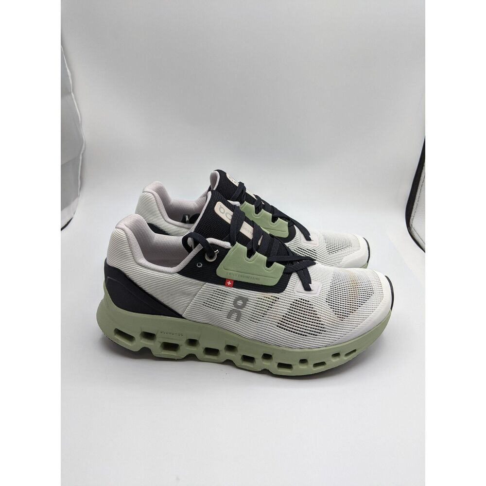 On Women's Cloudstratus Sneakers, White | Black, 8.5 Medium US - Picture 2 of 11
